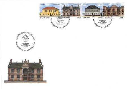 Danmark - Arkitektur Råd-, Ting- og Arresthuse - Førstedagskuvert med frimærker