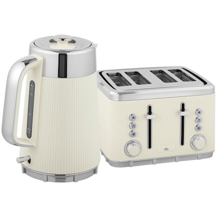 Elkedel 1,7L 2200W & 4-skivers brødrister, cremehvid