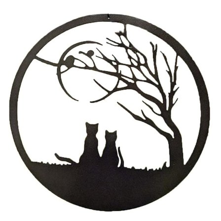 Katt metall väggkonst dekor katt under trädet hänge prydnad Katt konst
