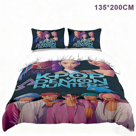 K Pop Demon Hunters 3D Sängkläder Set Mikrofiber Andningsbart Påslakan Örngott - 135*200cm