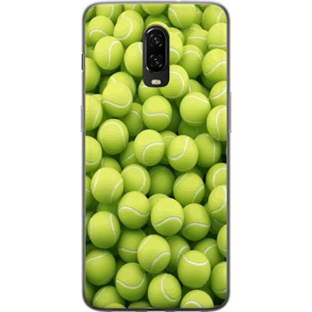 Kompatibel Mobilcover til OnePlus OnePlus 6T Mønster af grønne tennisbolde i høj detalje, sporty motiv med gentagende tekstur og stærke farver for