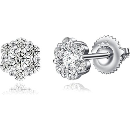 Silver CZ Skruv Bak Stud Örhängen för Kvinnor 6mm Hypoallergena Kubisk Zirkonia Stud Örhänge för Män