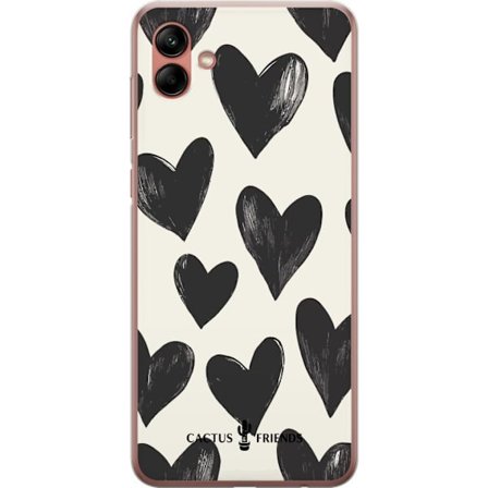 Kompatibelt Mobildeksel til Samsung Samsung Galaxy A04 Cactus and Friends - Bold Black Love Pattern
