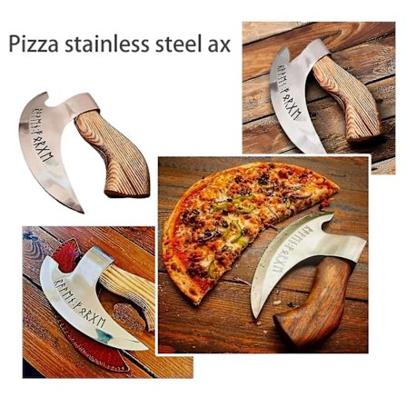 Käsityönä valmistettu ruostumattomasta teräksestä valmistettu viikinkipizza-kirves - Vintage-leirintätyökalu ulkoilmaan