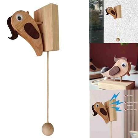 Wooden Woodpecker Door Knocker, Retro Funny Doorbell for Home Decor, 100% New