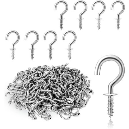 100 stk. små skruekroge, øjeskruer, loftskroge, mini til træ, hængende planter, kunstdekorationer, nøgler, juledekorationer, ideel til