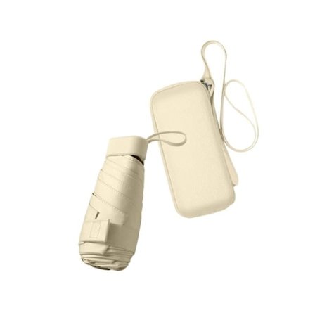 Sammenleggbar reiseparaply, liten kompakt paraply for sol og regn, vindtett UV-paraply med etui med glidelås for kvinner og jenter