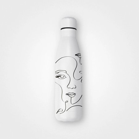 Refillable Thermal Bottle Made from Recycled Steel, One Line
