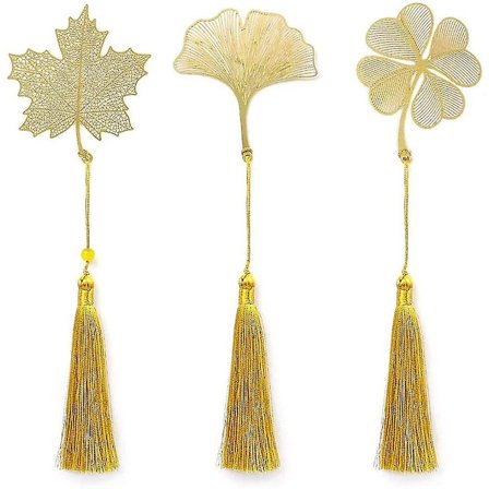 3 stk. Blad Bogmærker, Metal Kvast Bogmærke, Klassisk Metal Bogmærke, Hul