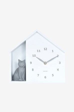 Karlsson - Veggklokke Sitting Cat - Hvit - Veggklokker & bordklokker - Fra Homeroom