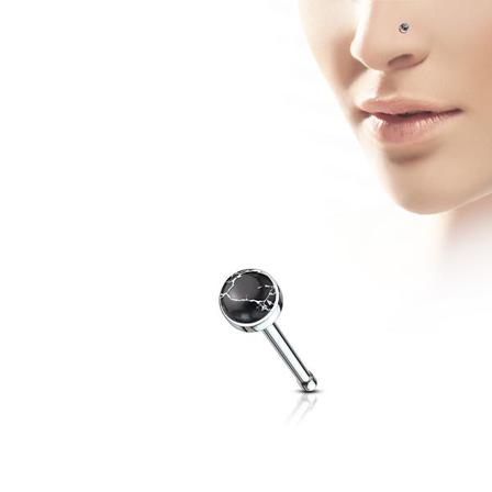 1 st. Näspiercing i 316 Kirurgiskt stål med Svart Agat