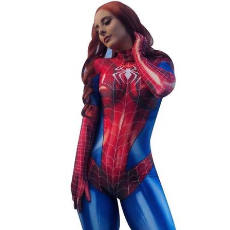 Spiderman Cosplay-asu naisille Halloweenille pääsiäiseksi zy punainen L punainen M