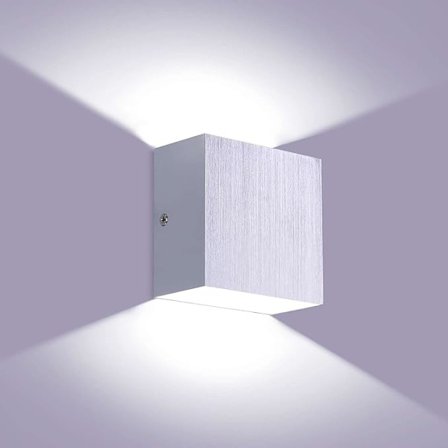 Modern vägglampa dimbar silver 10W fast monterad, inomhus vägglampa mini metall LED vägglampa för vardagsrum hall, kall vit