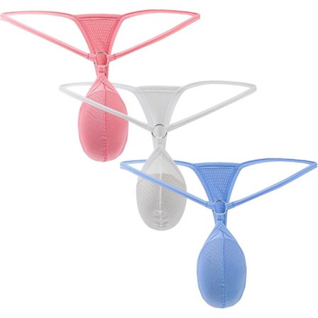 2025 Siste Modell Herre Tanga Lav Midje G-streng & Tanga Undertøy Sexy Pustende Silkeaktig Bikini Truser T-rygg Rød/Hvit/Blå