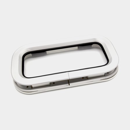 Patrijspoort met insectennet Lewmar Standard MK2 4, met wrijvingsscharnieren, 180°, 171 x 626 mm (uitsnijdingsmaat), 191 x 646 mm (buitenmaat), zilver