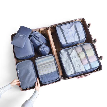 8st Utomhusbagage Kläder Förvaringsväska Set Organizer Gray 8pcs