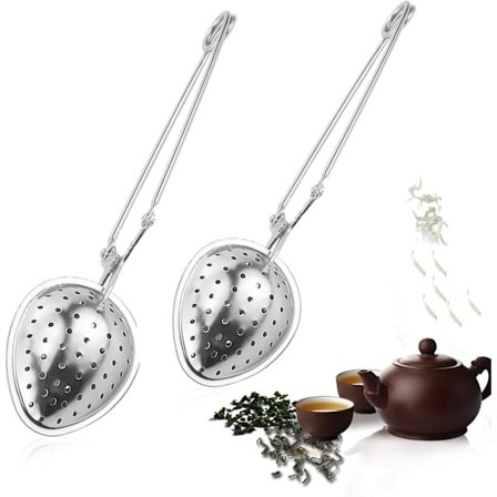 Te-infuser, te-infuser skje, te-sil for 1-2 kopper, te-infuser, rustfritt stål, sølv (2 stk)