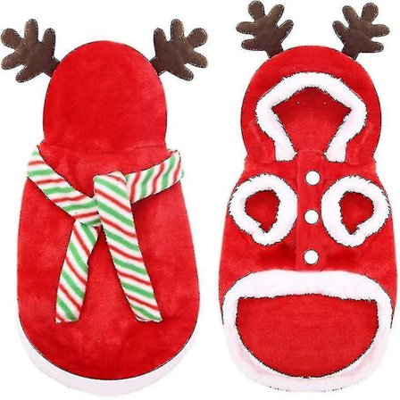 Julemandskostume til Hunde Juletøj Varmt Reindeer Hundekostume Hvalpe Trøje Kæledyr Frakker Chr