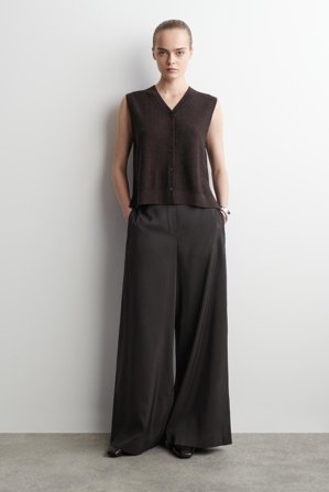 COS Women's Elasticated Wide Leg Trousers in Brown