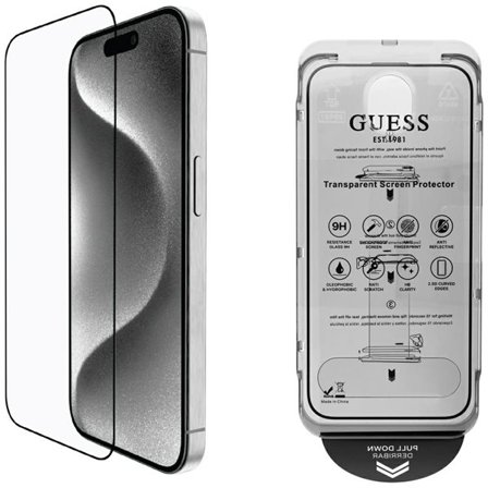 Guess BP Rhinestone 2in1 näytönsuojus ja kameran objektiivisarja iPhone 16 Pro Max - Kulta - Gold