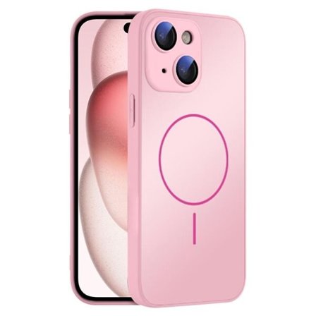 Bakskal i härdat glas med MagSafe till iPhone 15 - Rosa