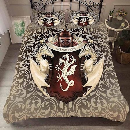 Sängkläder Set Game of Thrones 3 Delar 2 Örngott Supermjuk Andningsbar Mikrofiber Allergivänlig FIRE AND BLOOD)