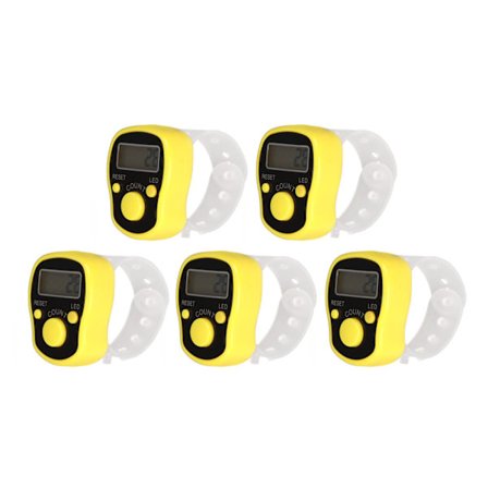 5 stk. Finger Teller Justerbar Reset-knapp 5 Sifret Nummer Håndteller for Bønn Religiøse Aktiviteter