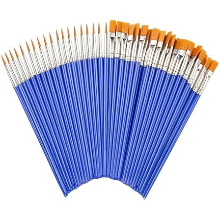 Platta Penslar, Liten Pensel, Detaljmålning, Akryl Olja Akvarell, Konstnärlig Målning, Platt Pensel, Lämplig för Barn och Studenter (Blå, 30 st)