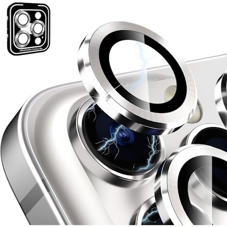 Sølv bakre kamerabeskytter kompatibel med iPhone 13 Pro og iPhone 13 Pro Max, [aluminiumslegering], full dekning og 9H hardhet kamerabeskyttelse