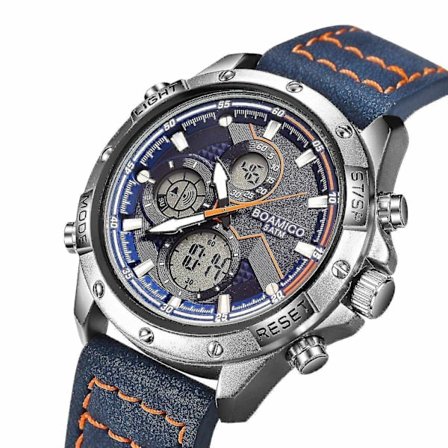 BOAMIGO F546 Två tidszoner Dual Display Watch LED-ljus Kronograf Larm Men