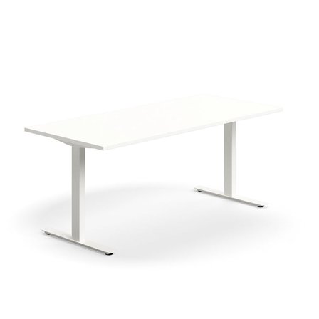 Desk QBUS, straight, 1800x800 mm, T-frame, white frame, white