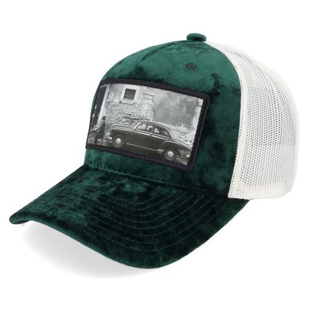Calza Pennello - Grön trucker Keps - Italy Street And Classic Car Velvet Green/Ivory A-Frame Trucker @ Hatstore