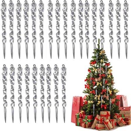 36 stk jule-isdrops pynt 13 cm gennemsigtige akryl isdrops pynt hvide