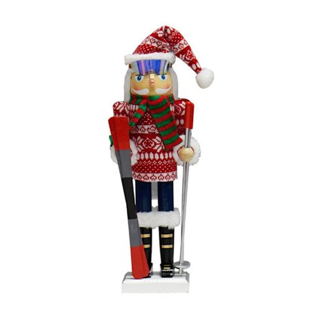 15-tommers Tresoldat Nøtteknekker Ski Figurer Leke Ornament for Jul