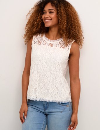 Cream Crkit Lace Top - White - XL