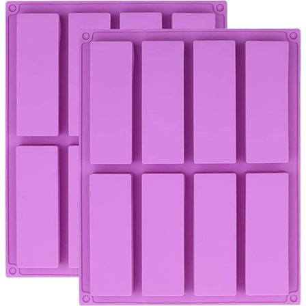 2 STK Silikone Müslibarforme, Rektangulær Silikone med 8 Hulrum til Energibar, Müslibar, Chokoladebar Maker