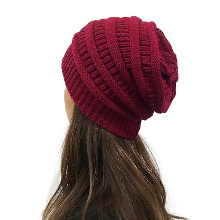 Vinterstrikket Beanie-Huer til Kvinder, Silke Satinforet Chunky Cap Blød Stræk Kabelstrikket Varmt Slouchy Beanie Hat Wanke