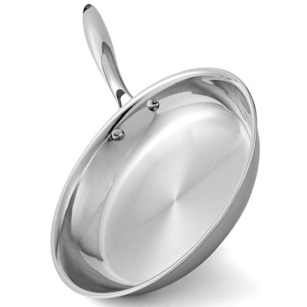 Ruostumattomasta teräksestä valmistettu myrkytön PFAS-, PFOA- ja PTFE-vapaa paistinpannu ruskistamiseen ja kuullottamiseen, 10 tuumaa