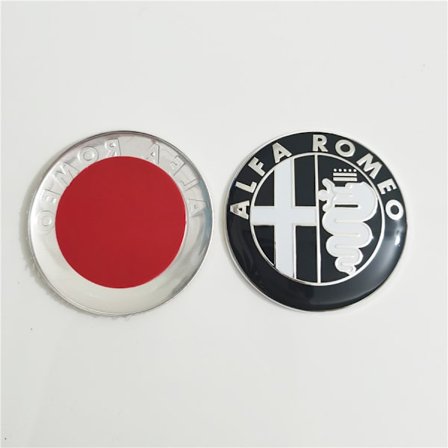 Passer til Alfa Romeo front- og baklogo-hodeklistremerker ALFA Romeo-Alfa 74mm svart og hvitt (fire pakker)