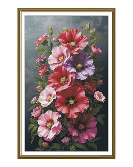 Stickpackung Bild Stockrosen