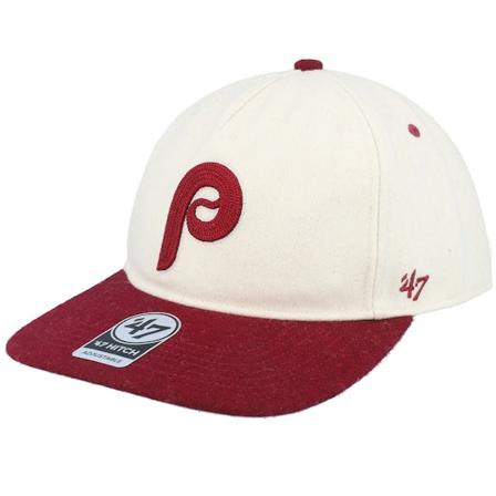 47 Brand - Philadelphia Phillies Chain Stitch Tt Hitch Lc Natural/Burgundy Dad Cap Snapback Beige Cap - MLB @ Hatstore