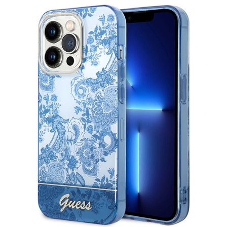 Guess GUHCP14LHGPLHB iPhone 14 Pro 6,1" blått/blått hårt fodral Porcelain Collection