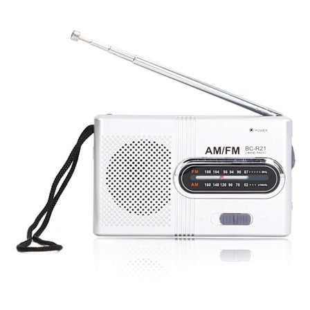 Mini AM FM Radio Manuell Användning Enkel Justering Minnesfunktion Digital Radiomottagare (BCR21 (2st AA Batterier))