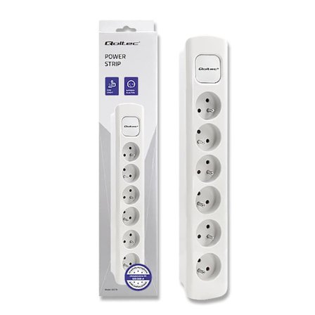 Qoltec Grenuttag | 6 Uttag | 1,8m | Vit_MGF