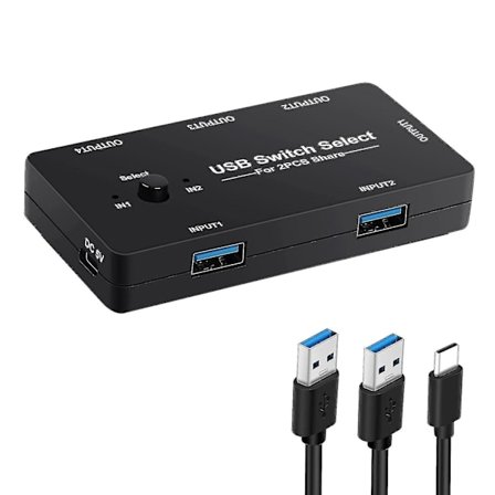 USB-switch för 2 datorer, delar 4 USB-enheter, USB KVM-växlare med en knapp för byte, 4