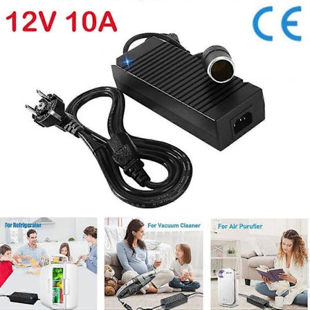 220V - 12V AUTON VERKKOVIRTA-ADAPTERI 10A 120W 230 - 12 VOLTIN JÄNNITTEENMUUNNIN
