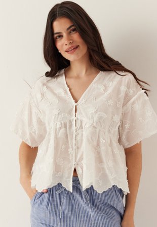 Object Collectors Item - Objlora S/S RE V-NECK TOP - Cloud Dancer