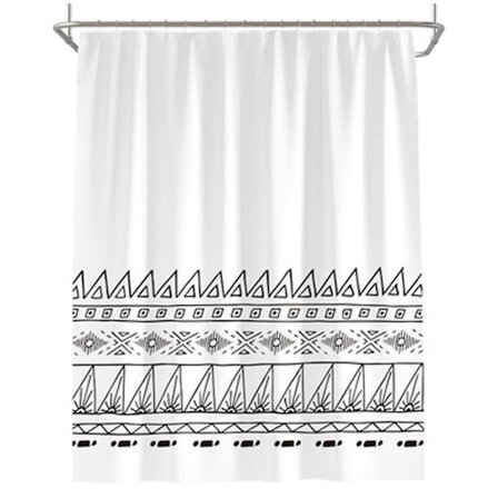 Boheemi suihkuverho mustavalkoinen geometrinen suihkuverho