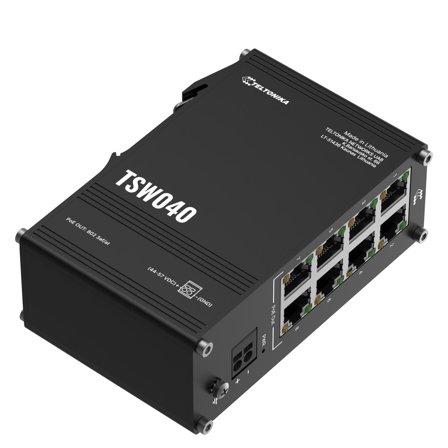 TELTONIKA 8x PoE+ Ethernet ports 240W Power budget DIN Rail bracket