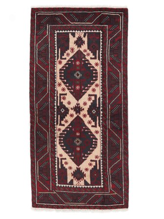 Orientalisk Beluch Matta 94X189 Svart/Mörkröd Ull, Persien